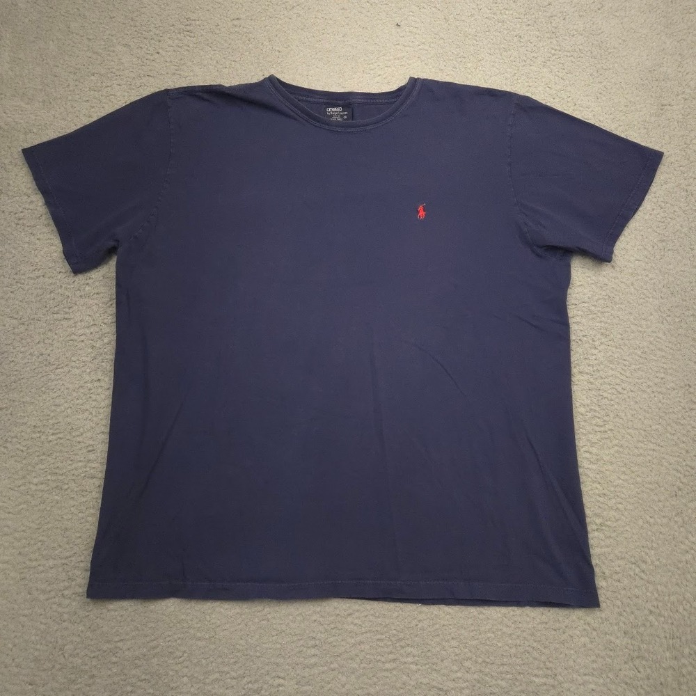 Polo Ralph Lauren T Shirt Mens XL Navy Crewneck Red Pony USA Fabric Cotton